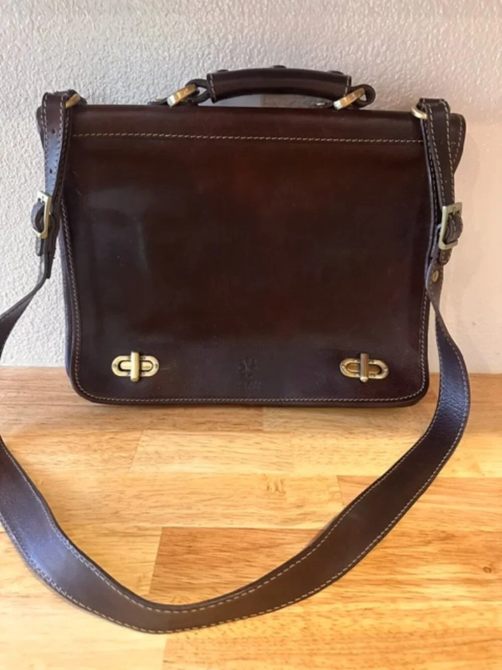 Vera Pelle | Made in Italy Vintage Leather Crossbody Sachel Messenger Bag Brown